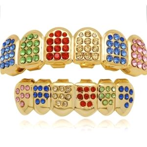 Colorful Gold Teeth Grillz